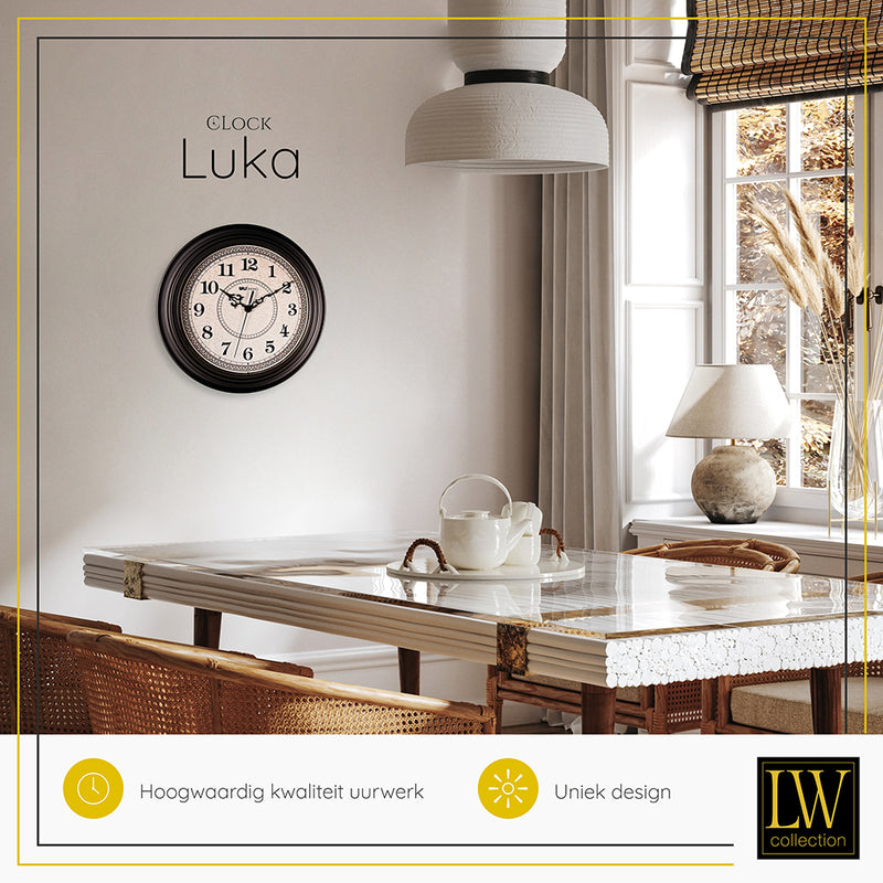 LW Collection Keukenklok Luka 30cm - Wandklok stil uurwerk wandklok wandklokken klokken uurwerk klok