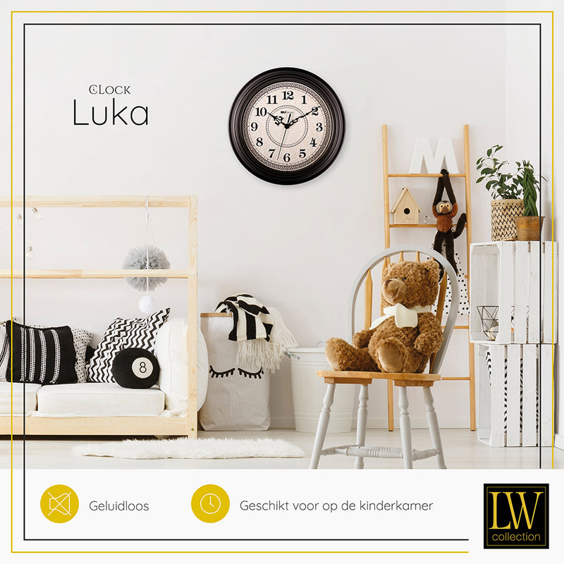 LW Collection Keukenklok Luka 30cm - Wandklok stil uurwerk wandklok wandklokken klokken uurwerk klok