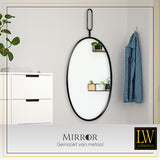 LW Collection Wandspiegel zwart rond ovaal 45x96 cm metaal spiegels wandspiegel wandspiegels 