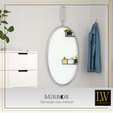 LW Collection Wandspiegel zilver rond ovaal 45x96 cm metaal spiegels wandspiegel wandspiegels 