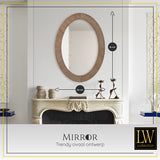 LW Collection Wandspiegel bruin ovaal 56x76 cm hout spiegels wandspiegel wandspiegels 