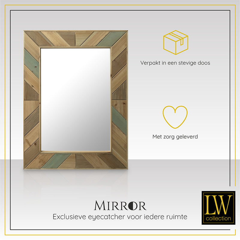 LW Collection Wandspiegel bruin rechthoek 60x80 cm hout spiegels wandspiegel wandspiegels