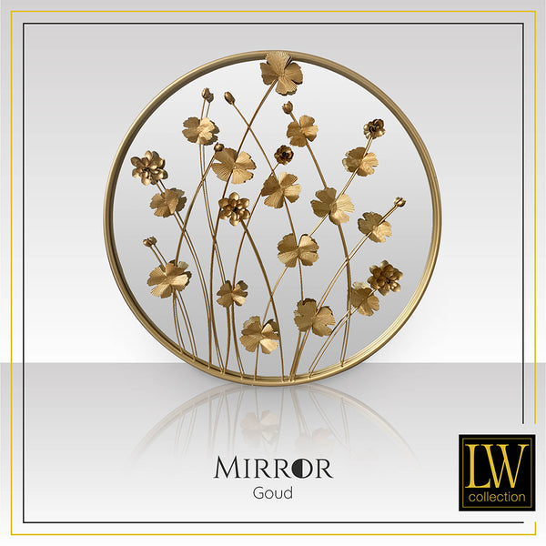 LW Collection Wandspiegel goud rond 71x71 cm metaal spiegels wandspiegel wandspiegels 