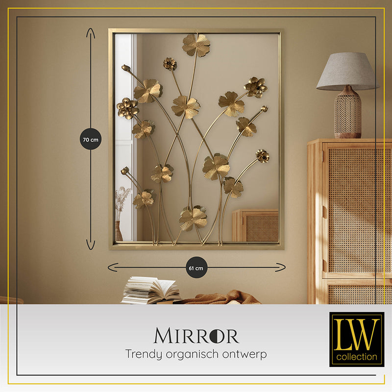 LW Collection Wandspiegel goud rechthoek 61x70 cm metaal spiegels wandspiegel wandspiegels 