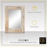 LW Collection Wandspiegel bruin vintage rechthoek 60x80 cm hout spiegels wandspiegel wandspiegels