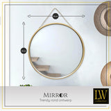 LW Collection Wandspiegel met touw goud rond 50x50 cm metaal spiegels wandspiegel wandspiegels 