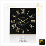 LW Collection Wandklok Malia Zwart goud marmer 60cm - Wandklok romeinse cijfers - Industriële wandklok stil uurwerk wandklok wandklokken klokken uurwerk klok