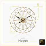 LW Collection Wandklok Megan goud 60cm - Wandklok modern - Industriële wandklok stil uurwerk wandklok wandklokken klokken uurwerk klok