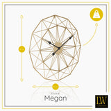 LW Collection Wandklok Megan goud 80cm - Wandklok modern - Industriële wandklok stil uurwerk wandklok wandklokken klokken uurwerk klok