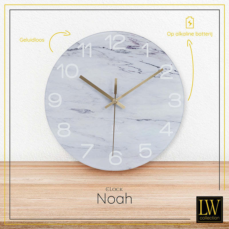 LW Collection Keukenklok Noah 30cm - wandklok stil uurwerk wandklok wandklokken klokken uurwerk klok