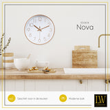LW Collection Keukenklok Nova rosé 30cm - wandklok stil uurwerk wandklok wandklokken klokken uurwerk klok