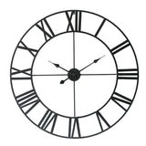 LW Collection Wandklok XL Olivier zwart 80cm - Wandklok romeinse cijfers - Industriële wandklok stil uurwerk wandklok wandklokken klokken uurwerk klok