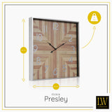 LW Collection Wandklok Presley zilver en hout 60cm - Wandklok romeinse cijfers - Industriële wandklok stil uurwerk wandklok wandklokken klokken uurwerk klok