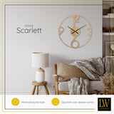 LW Collection Wandklok Scarlett Goud 60cm - Wandklok modern - Industriële wandklok stil uurwerk wandklok wandklokken klokken uurwerk klok
