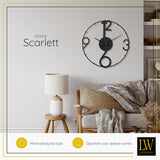 LW Collection Wandklok Scarlett Zwart 60cm - Wandklok - Industriële wandklok stil uurwerk wandklok wandklokken klokken uurwerk klok