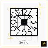 LW Collection Wandklok Senna zwart 60cm - Wandklok modern - Industriële wandklok stil uurwerk wandklok wandklokken klokken uurwerk klok