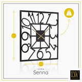LW Collection Wandklok Senna zwart met gouden wijzers 60cm - Wandklok modern - Industriële wandklok stil uurwerk wandklok wandklokken klokken uurwerk klok