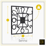 LW Collection Wandklok XL Senna zwart 80cm - Wandklok modern - Industriële wandklok stil uurwerk