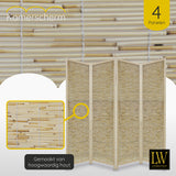LW Collection Kamerscherm 4 panelen Bamboe beige 170x160cm - paravent - scheidingswand kamerschermen paravents panelen afscherming