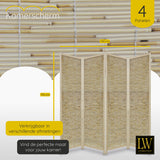 LW Collection Kamerscherm 4 panelen Bamboe beige 170x160cm - paravent - scheidingswand kamerschermen paravents panelen afscherming