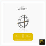 LW Collection Wandklok William Zwart goud 80cm - Wandklok modern - Stil uurwerk - Industriële wandklok wandklok wandklokken klokken uurwerk klok