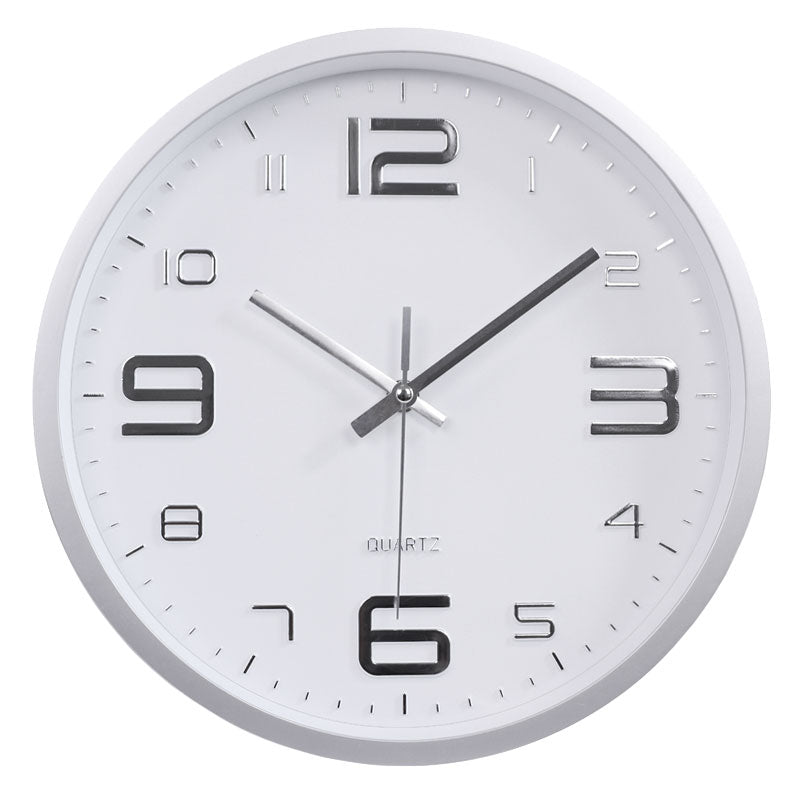 LW Collection Keukenklok Xenn2 zilver wit 30cm - wandklok stil uurwerk wandklok wandklokken klokken uurwerk klok
