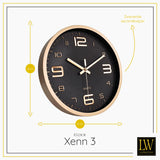 LW Collection Keukenklok Xenn3 rosé zwart 30cm - wandklok stil uurwerk wandklok wandklokken klokken uurwerk klok