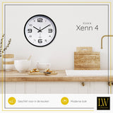 LW Collection Keukenklok Xenn4 zwart wit 30cm - wandklok stil uurwerk wandklok wandklokken klokken uurwerk klok