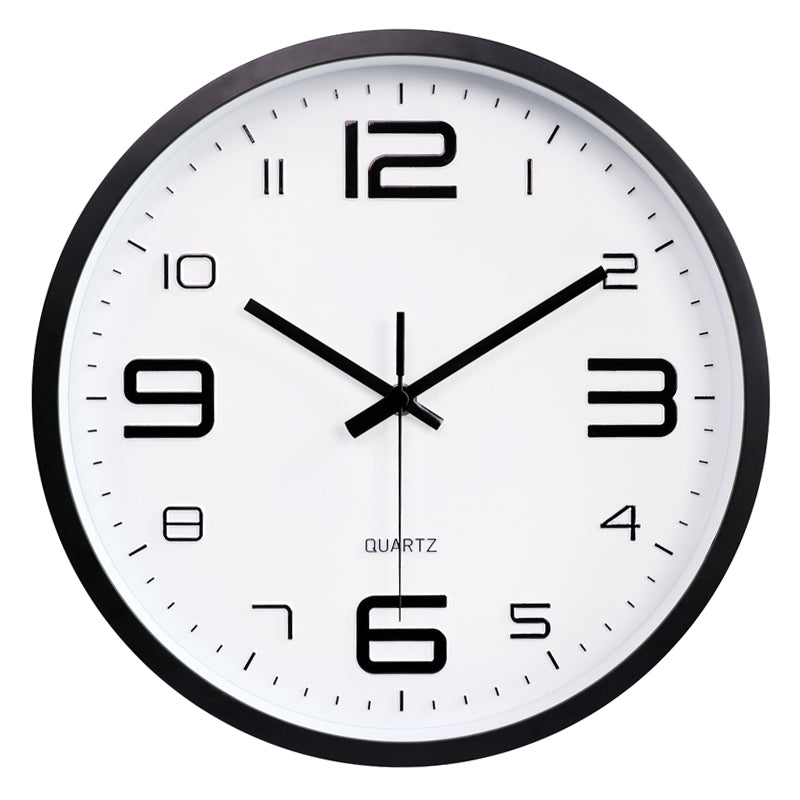 LW Collection Keukenklok Xenn4 zwart wit 30cm - wandklok stil uurwerk wandklok wandklokken klokken uurwerk klok