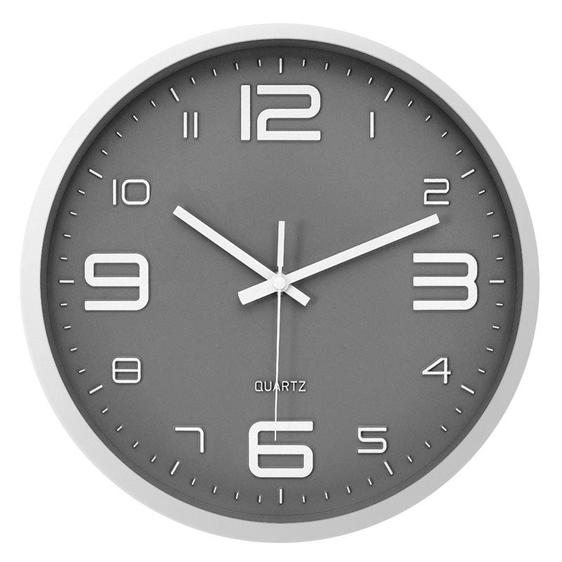 LW Collection Keukenklok Xenn6 grijs wit 30cm - wandklok stil uurwerk wandklok wandklokken klokken uurwerk klok