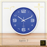LW Collection Keukenklok Xenn7 blauw wit 30cm - wandklok stil uurwerk wandklok wandklokken klokken uurwerk klok