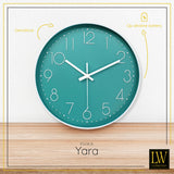 LW Collection Keukenklok Yara groen wit 30cm - wandklok stil uurwerk wandklok wandklokken klokken uurwerk klok