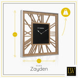 LW Collection Wandklok Zayden Hout 60cm - Wandklok romeinse cijfers - Industriële wandklok stil uurwerk wandklok wandklokken klokken uurwerk klok