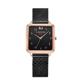 SJ WATCHES Masqat horloge dames Zwart vierkant 28.5mm